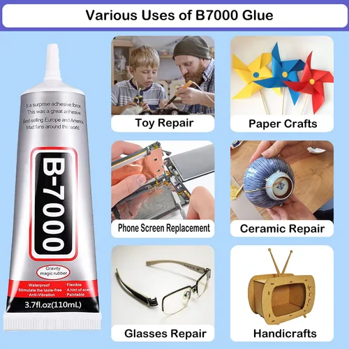Vista 2 de 3 piezas de pegamento B7000 de 3.7 fl oz + 5 bolígrafos de punteado + 1 lápiz de cera y pinzas
