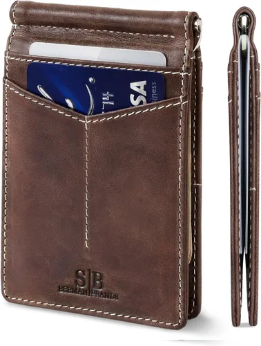 Vista 14 de SERMAN BRANDS RFID Blocking Wallet Slim Bifold - Genuine Leather Minimalist Front Pocket Wallets for Men with Money Clip Gift California Desert
