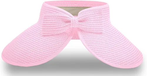 Vista 18 de Visera solar de paja para mujer, ala ancha, protección UPF 50+, sombrero de playa, ajustable, plegable, gorra de cola de caballo con correa