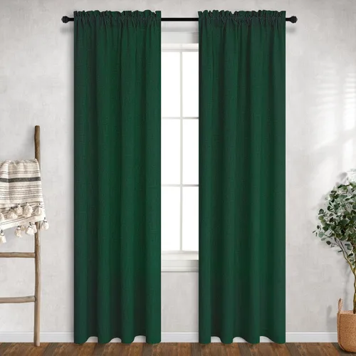 Vista 114 de Mrs.Naturall - Cortinas transparentes con bolsillo para barra de 36x63 pulgadas de lino mezclado negro
