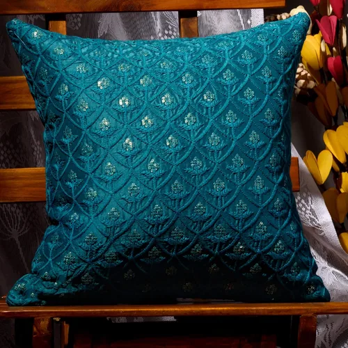 Vista 15 de Fundas de cojín decorativas azules pequeñas de 12 x 12 pulgadas, fundas de almohada bordadas con lentejuelas para sofá cama, paquete de 2 fundas