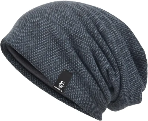 Vista 20 de VECRY Gorro de punto holgado para hombre, diseño de cráneo, largo y holgado, hip-hop, para invierno y verano, B305 B305-negro