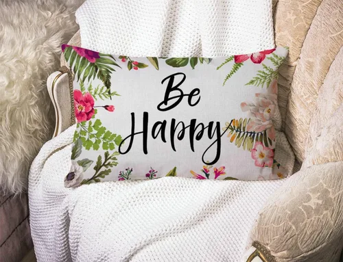 Vista 3 de Fundas de almohada de 12 x 20 pulgadas, decoración rústica de granja, sé feliz, fundas de almohada de algodón y lino, citas inspiracionales con Jcp20