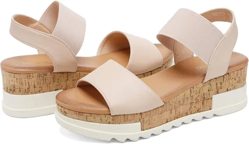 Vista 2 de DREAM PAIRS - Sandalias de plataforma planas para mujer con correa al tobillo y punta abierta
