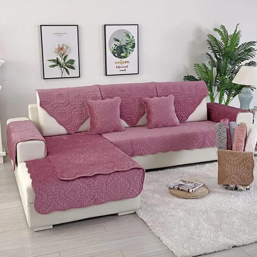 Vista 24 de vctops Funda acolchada de terciopelo para sofá, funda suave para sofá modular, funda antideslizante para sofá, para perros, gatos y mascotas