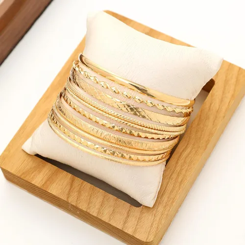 Vista 5 de 10 pulseras de oro para mujer, brazaletes de plata, joyería de disfraz indio, pulseras de discoteca de moda para pulsera de oro