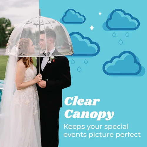 Vista 3 de Totes Adult Clear Bubble Umbrella with Dome Canopy and Lightweight Wind and Rain Protection