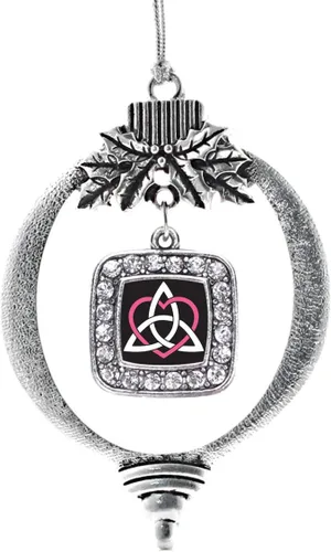 Vista 272 de Inspired Silver - Nana púrpura - Adorno de Navidad plateado - Adorno cuadrado para árbol de Navidad con circonita cúbica - Decoración colgante