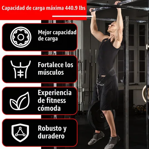 Vista 7 de Cinturón de inmersión de fitness con cadena para levantamiento de pesas, cinturón de dominadas, cinturón de inmersión, accesorio de cuero