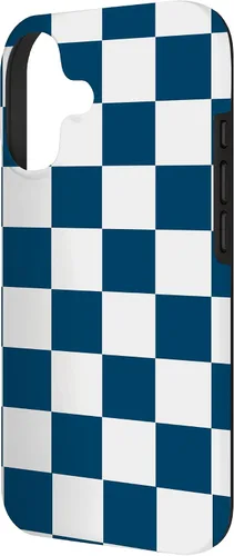 Vista 2 de Checkered Navy Blue and White Checkerboard Case for iPhone 17