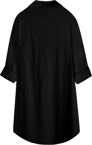Vista 2 de Bianstore Camisas de lino de gran tamaño para mujer, blusas de manga larga con botones altos y bajos