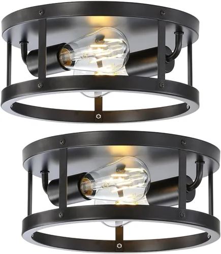 Vista 10 de Lámpara de techo con 2 luces de níquel cepillado semiempotradas, 11 pulgadas, moderna, para interiores, cocina, interiores, interiores, cocina