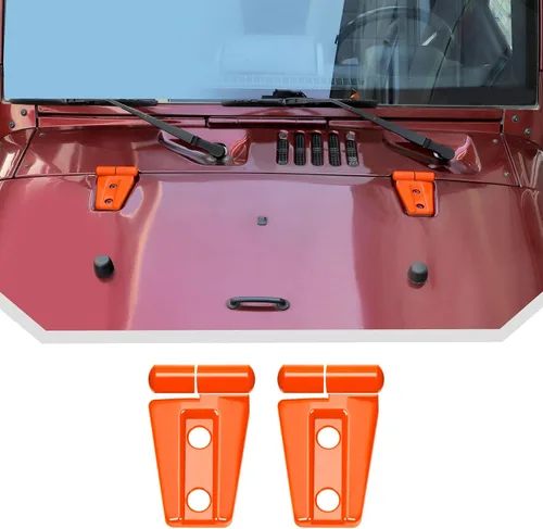 Vista 9 de 2 piezas de cubierta de bisagra de capó y accesorios de moldura para Jeep Wrangler JK y Unlimited 2007-2018 (Negro)