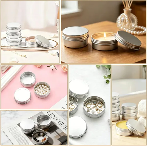 Vista 7 de 50Pcs Small Tins with Lids, 5 Sizes 0.5/1/2/4/6oz Salve Tins with Lids