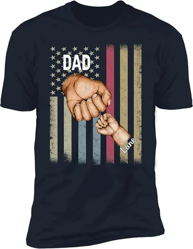 Vista 2 de NAZENTI Personalized Fist Bump Dad Grandpa Shirt Custom Father's Day Shirt Gift for Men on Fathers Day Birthday S-4XL
