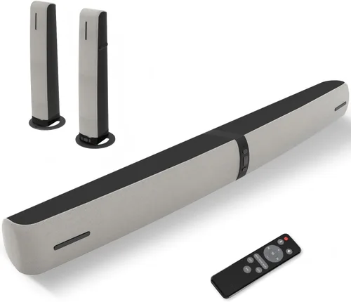 Vista 10 de Barra de Sonido para Smart TV, Barra de Sonido de 90W con Conexión Bluetooth/ARC/Óptica/AUX, Aumento Automático de Volumen, 3 Modos de Ecualizador