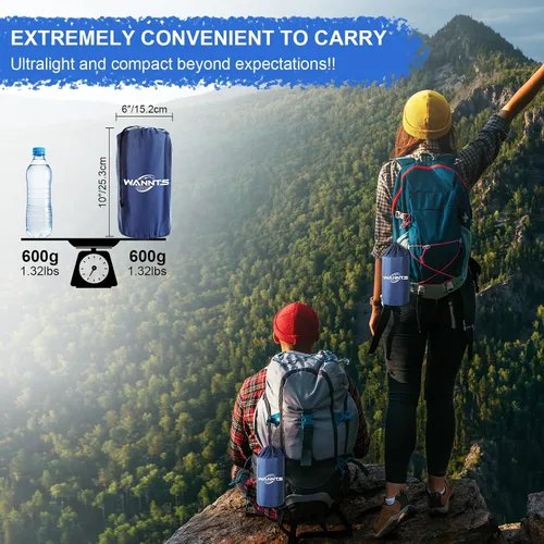 Vista 4 de WANNTS Almohadilla de dormir, almohadilla de dormir ultraligera e inflable para acampar, bomba incorporada, ideal para senderismo - colchoneta
