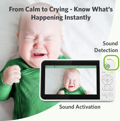 Vista 7 de LeapFrog Monitor de video para bebés: pantalla a color de 5 pulgadas, batería de 31 horas, FHSS seguro sin WiFi, zoom panorámico remoto, visión