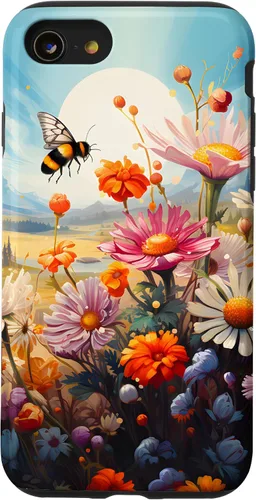 Vista 17 de Funda para iPhone 13 Pro Lively Bee en Sunny Meadow of Wildflowers
