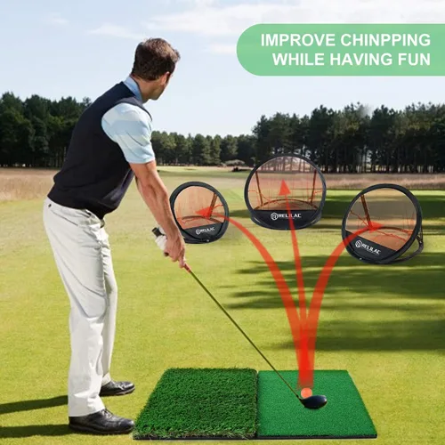 Vista 2 de RELILAC Juego de red de práctica de astillado de golf emergente, accesorios de objetivo de golf para interiores y exteriores, mejora tu juego corto