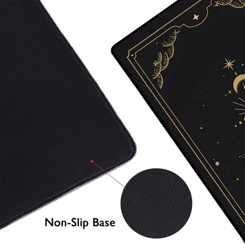 Vista 3 de Alfombrilla de ratón grande de fases lunares, gráfico del ciclo lunar celestial en negro y dorado, alfombrilla de escritorio, alfombrilla