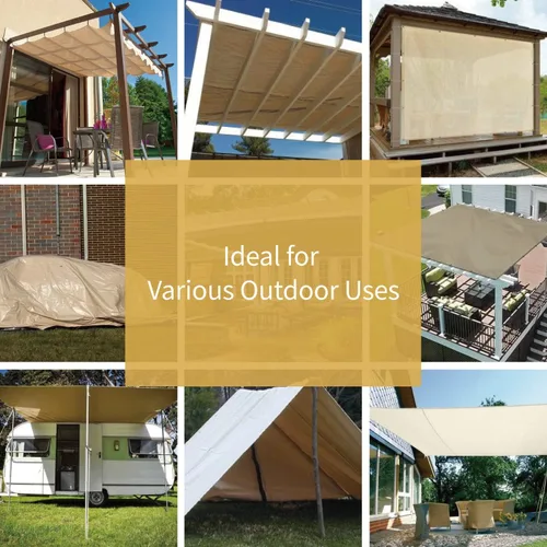 Vista 6 de GUARD SHIELD Lonas resistentes impermeables beige Plus + 8 x 10 pies grandes de 12 mil Lona para exteriores bronceada con ojales, plástico