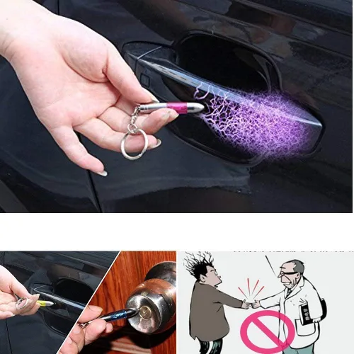 Vista 7 de SWEETHOMEDECO 4 paquetes de descargador de eliminación estática de cuerpo humano para automóvil, tono plateado, llavero antiestático de alto