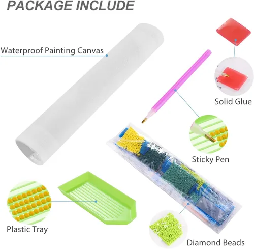Vista 5 de Stalente Kits de pintura de diamantes para adultos, pintura de diamante 5D con taladro redondo completo para decoración de pared del hogar, hongos