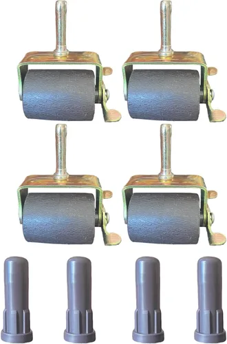 Vista 7 de Ruedas de marco de cama de acero resistente, rodillos con insertos de manguito de enchufe, juego de 6 bloqueos