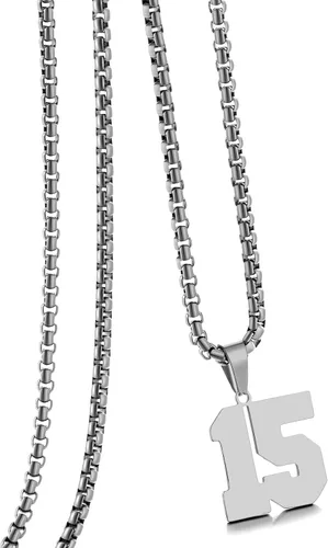 Vista 52 de Collar de Número Dorado para Hombre, Cadena de Acero Inoxidable con Colgante de Número para Atletas, Joyería Deportiva Personalizada para Niños