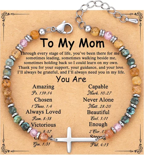 Vista 30 de TONY & SANDY Pulsera de cruz cristiana para mujer, regalo de San Valentín para ella, regalo de confirmación de bautismo, Pascua, regalo único