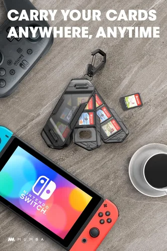 Vista 48 de Mumba 12 Game Card Case Holder for Nintendo Switch Game Cards, Portable and Exquisite Protective Hard Shell with 4 Layer Rotatable Holder for