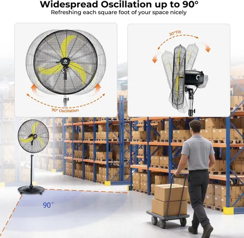 Vista 8 de FUGOO Ventilador de pedestal al aire libre para patios BLDC Motor Potente