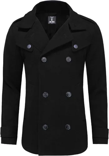 Vista 5 de TAM WARE Mens Classic Wool Double Breasted Pea Coat