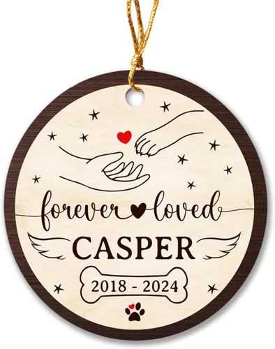 Vista 20 de Adorno de Navidad conmemorativo personalizado para mascotas, perros y gatos, A Piece of My Heart is at Rainbow Bridge, adorno de Navidad con nombre