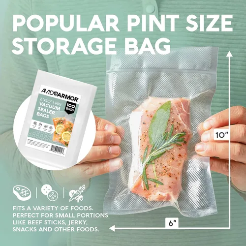 Vista 6 de Avid Armor bolsas comerciales para envasar al vacío, libres de BPA, ideales para Sous Vide. Paquete de 100 unidades., Transparente