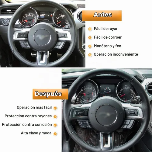 Vista 3 de Cubierta extendida para palanca de cambios de volante para Ford Mustang 2015 2016 2017 2018 2019 2020 2021 2022 2023 Accesorios de decoración Negro