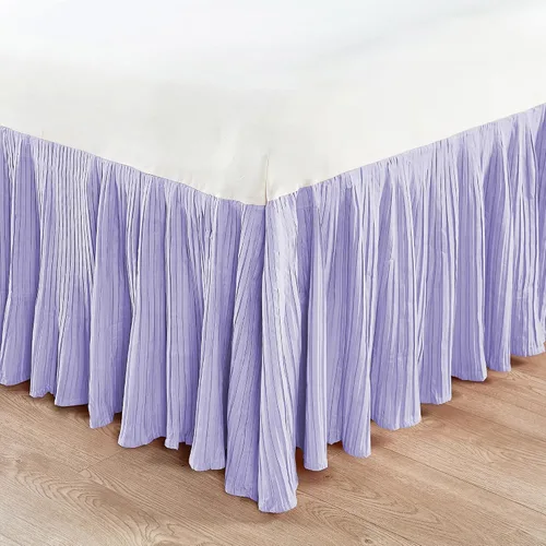 Vista 12 de Home Soft Things Falda de cama plisada de microfibra, diseño elegante envolvente de microfibra sólida con caída de 18 pulgadas, ropa de cama
