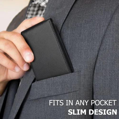Vista 3 de SIGFYER Billeteras de cuero para hombre, Blifold Slim Cartera para hombre con bloqueo RFID, Negro -, Slim