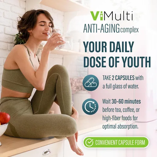 Vista 2 de vimulti Suplemento de aminoácidos naturales antienvejecimiento para mayor longevidad – Apoya la salud inmunológica, aumento de energía, tono de piel