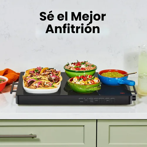Vista 2 de Chefman Bandeja de calentamiento eléctrica con control de temperatura ajustable, perfecta para bufés, restaurantes, fiestas, eventos y cenas