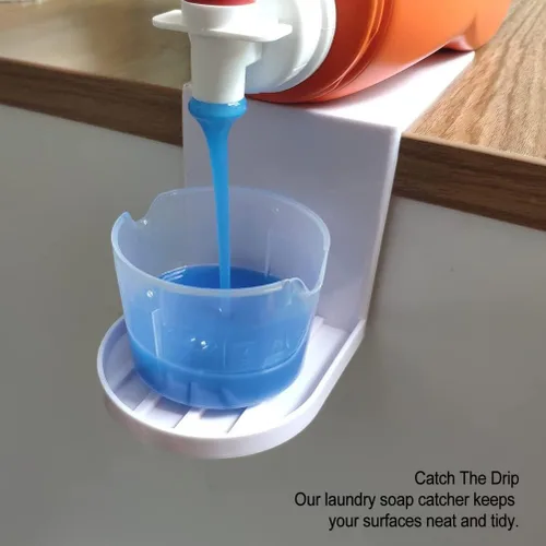 Vista 7 de JTLB Detergente para ropa sucia, paquete de 2 soportes para detergente para ropa, soporte para tazas de detergente, bandeja colectora de goteo