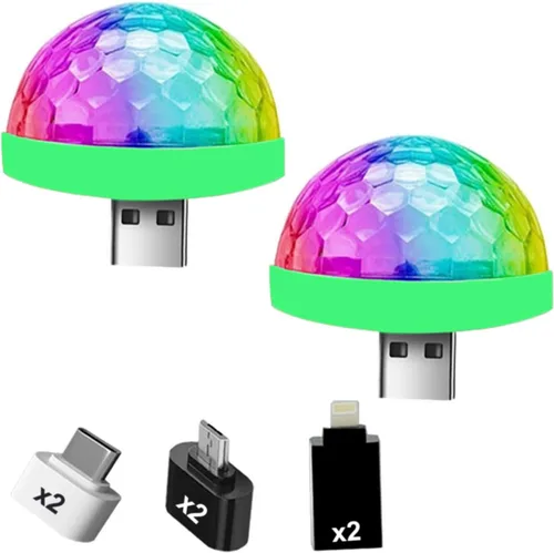 Vista 7 de Luces USB para fiesta, mini bola de discoteca, pequeña bola mágica, control de sonido, luz de escenario de DJ, lámpara estroboscópica RGB colorida