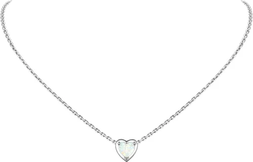 Vista 16 de Suplight 925 Sterling Silver Heart/Round Birthstone Necklaces for Women 01. Enero (Garnet)