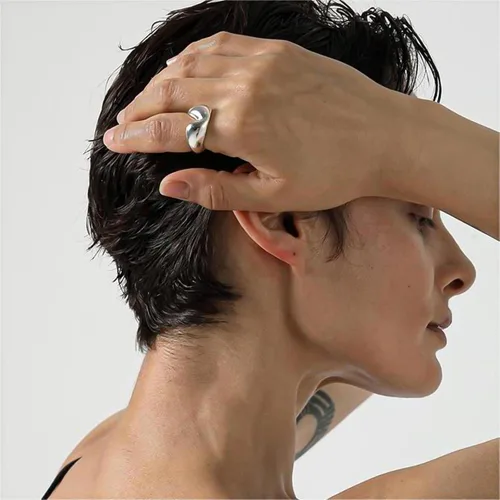 Vista 194 de Anillo de plata de ley 925, minimalista, ajustable, hecho a mano, para mujeres y niñas
