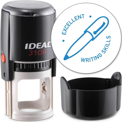 Vista 102 de MaxMark Sello autoentintado redondo para profesor, un placer enseñar, serie jumbo, estilo TS301 con tinta azul