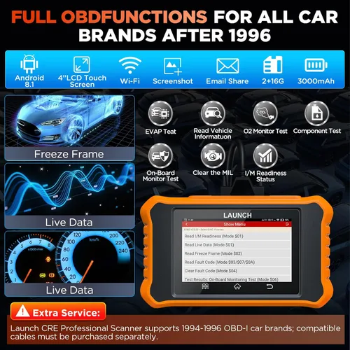 Vista 5 de LAUNCH Escáner Creader Elite 2.0 OBD2, herramienta de escaneo de diagnóstico bidireccional de sistema completo, lector de código de todos