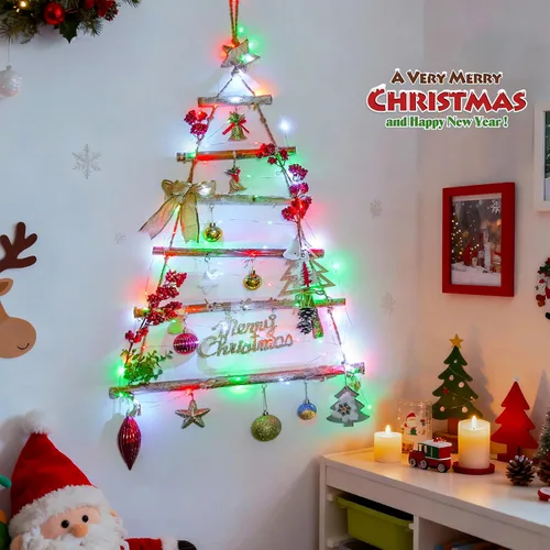 Vista 4 de JMEXSUSS Paquete de 2 luces de hadas de Navidad que funcionan con pilas con control remoto, total 200 LED 66 pies luces de cadena parpadeantes