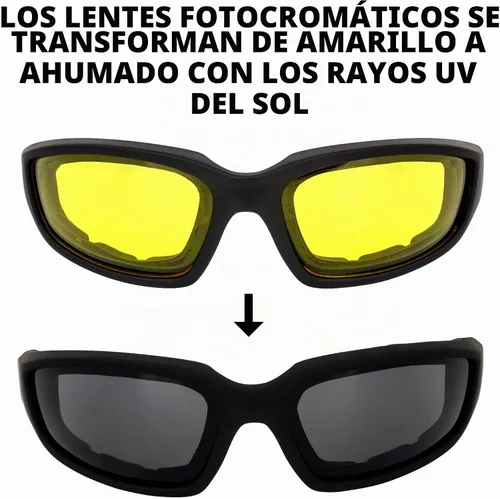 Vista 4 de Global Vision Kickback - Gafas de sol fotocrómicas acolchadas para motocicleta, con oscurecimiento automático, color amarillo