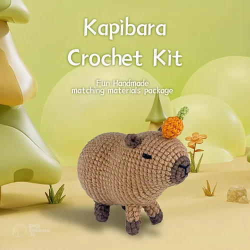 Vista 5 de MYHUONGVN Kit de ganchillo para principiantes Capybara Brown - Incluye tutoriales en video paso a paso